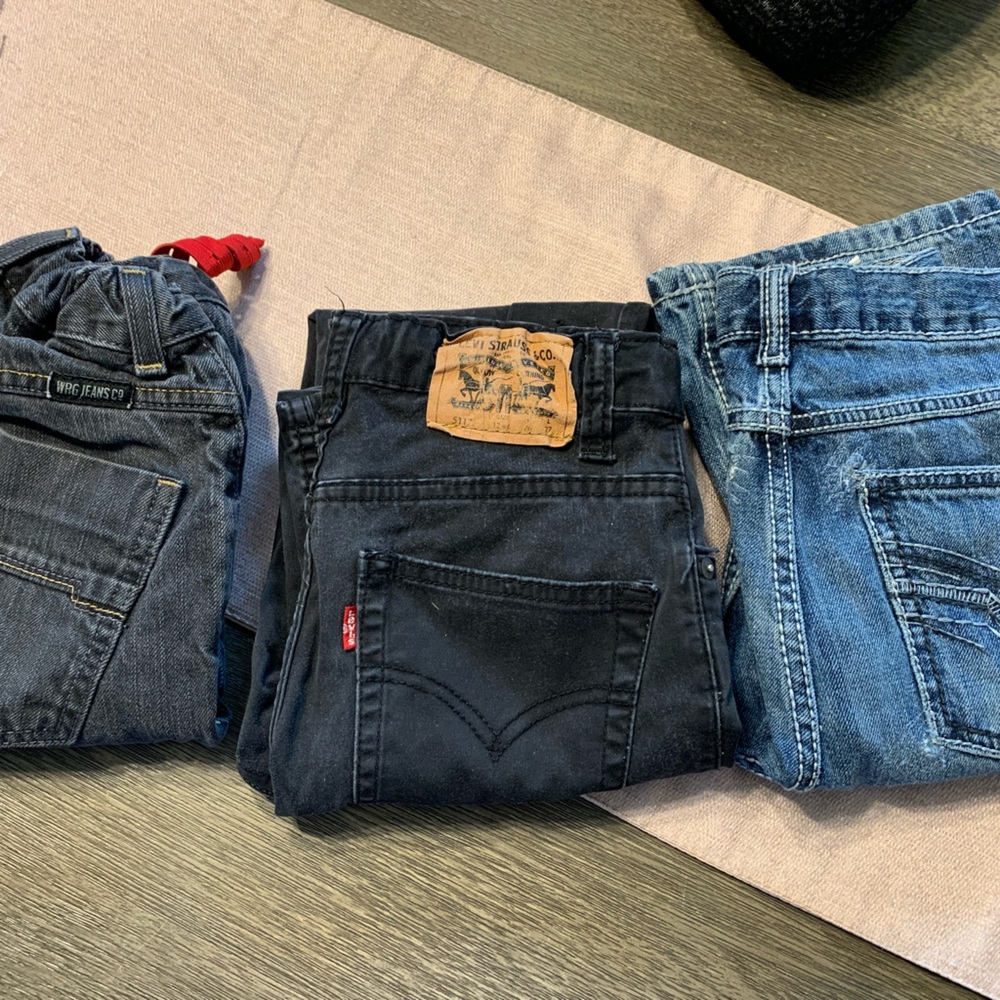 Lot of 3, boys youth jeans! Size 12 slim wranglers, & other 2 pair are 12 reg.